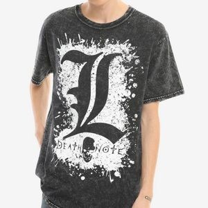 Death Note L Logo Mineral Wash T Shirt Mens Size Large Anime Shonen Jump Ryuk